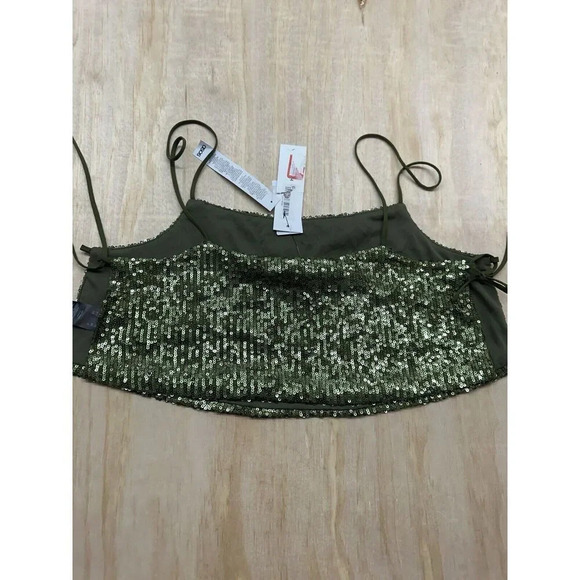 Topshop sequin crop cami in green Size 8 Sexy Bold Daring - Picture 6 of 8